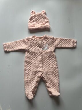 Little Beginnings Pink Baby One Piece w/Hat | Size: 0-3 Months